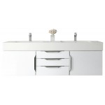 Mercer Island 59" Double Vanity, Glossy White w/ Glossy White Composite Top