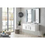 Mercer Island 59" Double Vanity, Glossy White w/ Glossy White Composite Top