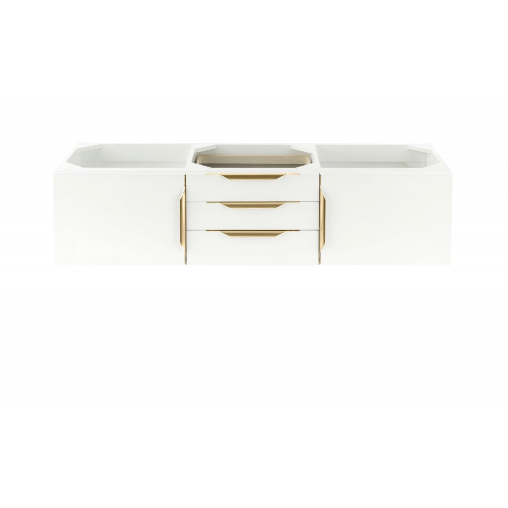 Mercer Island 59" Double Vanity, Glossy White, Radiant Gold Mercer Island 59" Double Vanity, Glossy White, Radiant Gold