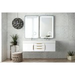 Mercer Island 59" Double Vanity White Radiant Gold w/ White Composite Top