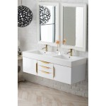 Mercer Island 59" Double Vanity White Radiant Gold w/ White Composite Top