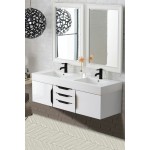 Mercer Island 59" Double Vanity Glossy White Black w/Glossy White Composite Top