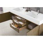 Mercer Island 59" Double Vanity, Latte Oak w/ Glossy White Composite Top