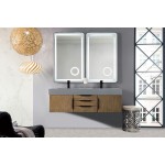 Mercer Island 59" Double Vanity Latte Oak Black w/Dusk Grey Glossy Composite Top