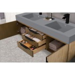 Mercer Island 59" Double Vanity Latte Oak Black w/Dusk Grey Glossy Composite Top