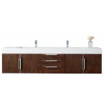 Mercer Island 72" Double Vanity, Coffee Oak w/ Glossy White Composite Top