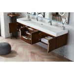 Mercer Island 72" Double Vanity, Coffee Oak w/ Glossy White Composite Top