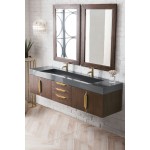 Mercer Island 72" Double Vanity Coffee Oak Radiant Gold,Dusk Grey Composite Top