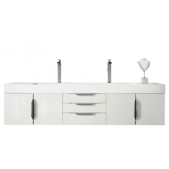 Mercer Island 72" Double Vanity, Glossy White