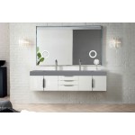 Mercer Island 72" Double Vanity, Glossy White w/ Dusk Grey Glossy Composite Top