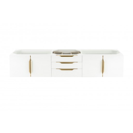 Mercer Island 72" Double Vanity, Glossy White, Radiant Gold