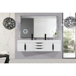 Mercer Island 72" Double Vanity Glossy White Black w/Glossy White Composite Top