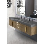 Mercer Island 72" Double Vanity Latte Oak Radiant Gold,Dusk Grey Composite Top