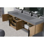 Mercer Island 72" Double Vanity Latte Oak Black w/Dusk Grey Glossy Composite Top