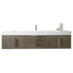 Mercer Island 72" Single Vanity, Ash Gray w/ Glossy White Composite Top