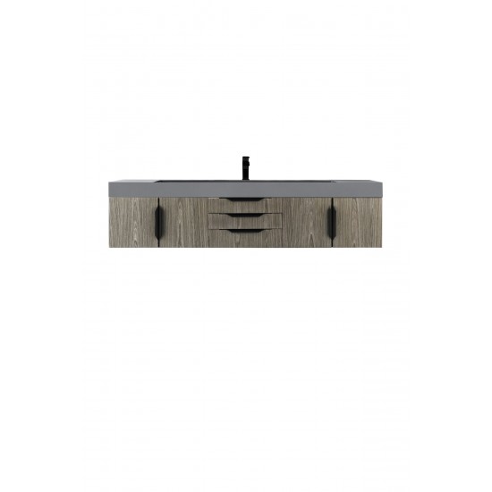 Mercer Island 72" Single Vanity Ash Gray Black w/Dusk Grey Glossy Composite Top