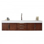 Mercer Island 72" Single Vanity, Coffee Oak w/ Glossy White Composite Top