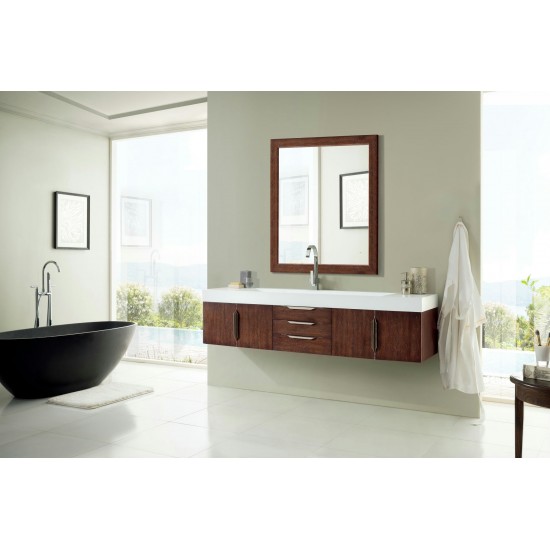 Mercer Island 72" Single Vanity, Coffee Oak w/ Glossy White Composite Top