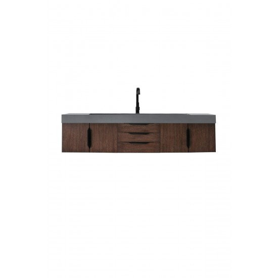 Mercer Island 72" Single Vanity Coffee Oak Black w/Dusk Grey Composite Top