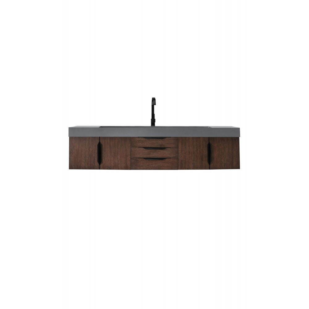 Mercer Island 72" Single Vanity Coffee Oak Black w/Dusk Grey Composite Top