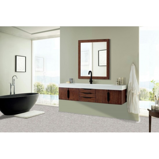 Mercer Island 72" Single Vanity Coffee Oak Black w/Glossy White Composite Top