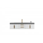 Mercer Island 72" Single Vanity White Radiant Gold w/Dusk Grey Composite Top