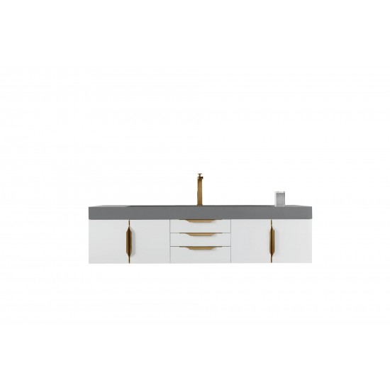 Mercer Island 72" Single Vanity White Radiant Gold w/Dusk Grey Composite Top