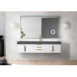 Mercer Island 72" Single Vanity White Radiant Gold w/Dusk Grey Composite Top