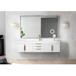 Mercer Island 72" Single Vanity White Radiant Gold w/ White Composite Top