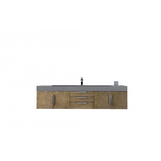 Mercer Island 72" Single Vanity, Latte Oak w/ Dusk Grey Glossy Composite Top