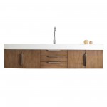 Mercer Island 72" Single Vanity, Latte Oak w/ Glossy White Composite Top