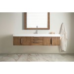 Mercer Island 72" Single Vanity, Latte Oak w/ Glossy White Composite Top