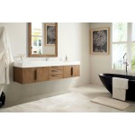 Mercer Island 72" Single Vanity, Latte Oak w/ Glossy White Composite Top