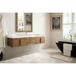 Mercer Island 72" Single Vanity Latte Oak Radiant Gold w/ White Composite Top