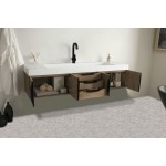 Mercer Island 72" Single Vanity Latte Oak Black w/Glossy White Composite Top