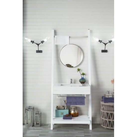 Lakeside 30" Single Vanity, Glossy White w/ Arctic Fall Solid Surface Top