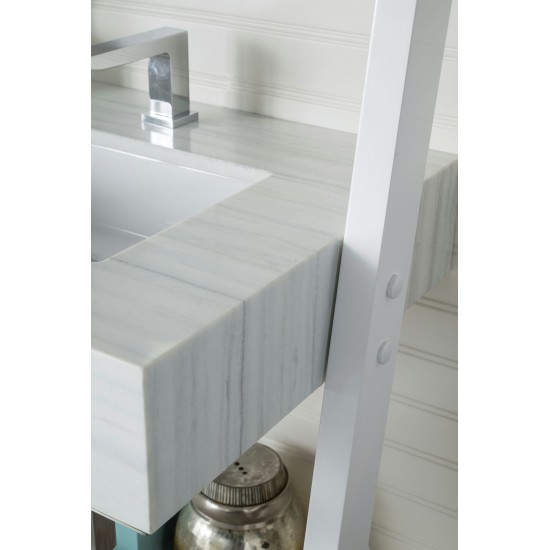 Lakeside 30" Single Vanity, Glossy White w/ Arctic Fall Solid Surface Top