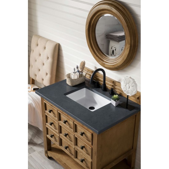 Malibu 36" Single Vanity, Honey Alder w/ 3 CM Charcoal Soapstone Quartz Top