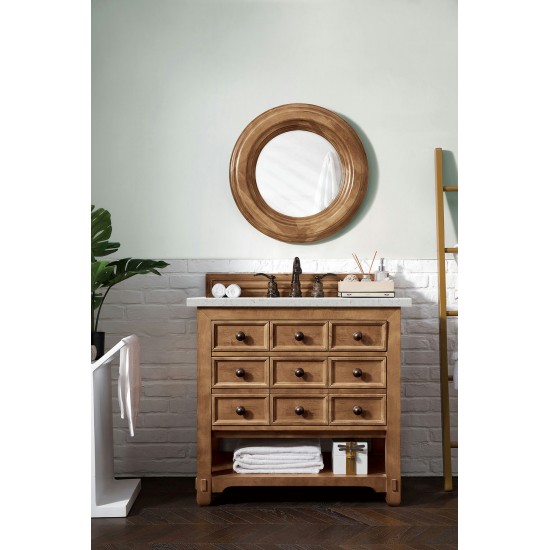 Malibu 36" Single Vanity, Honey Alder w/ 3 CM Eternal Jasmine Pearl Quartz Top