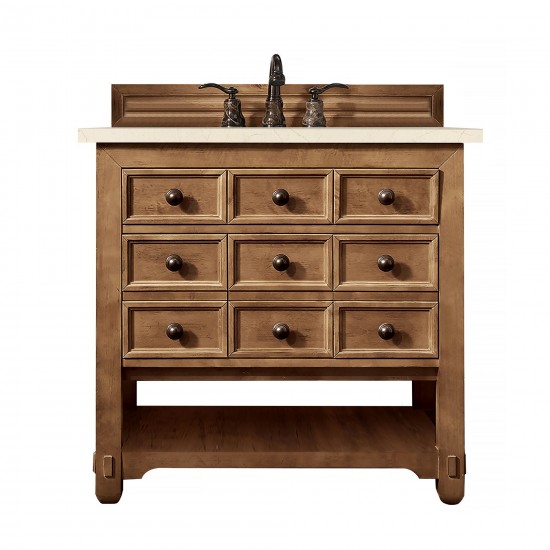 Malibu 36" Single Vanity, Honey Alder w/ 3 CM Eternal Marfil Quartz Top