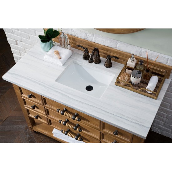 Malibu 48" Single Vanity, Honey Alder w/ 3 CM Arctic Fall Solid Surface Top