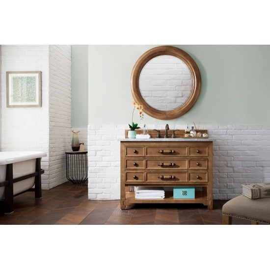 Malibu 48" Single Vanity, Honey Alder w/ 3 CM Carrara Marble Top