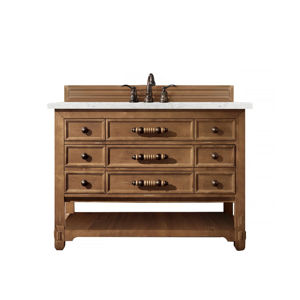Malibu 48" Single Vanity, Honey Alder w/ 3 CM Eternal Jasmine Pearl Quartz Top Malibu 48" Single Vanity, Honey Alder w/ 3 CM Eternal Jasmine Pearl Quartz Top
