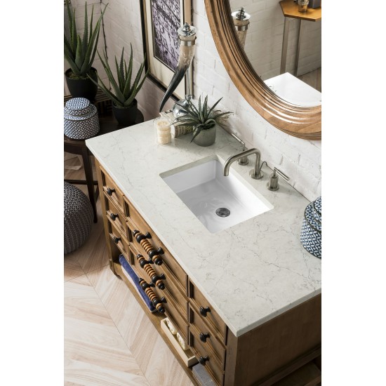 Malibu 48" Single Vanity, Honey Alder w/ 3 CM Eternal Jasmine Pearl Quartz Top