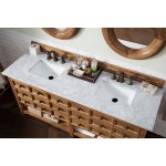 Malibu 72" Double Vanity, Honey Alder w/ 3 CM Carrara Marble Top