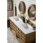 Malibu 72" Double Vanity, Honey Alder w/ 3 CM Classic White Quartz Top