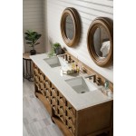 Malibu 72" Double Vanity, Honey Alder w/ 3 CM Eternal Jasmine Pearl Quartz Top