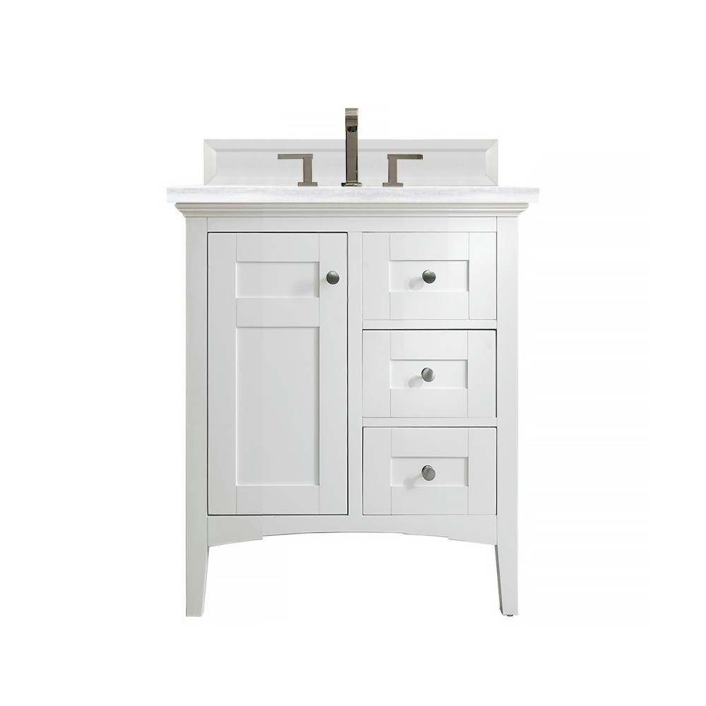 Palisades 30" Single Vanity, Bright White w/ 3 CM Arctic Fall Solid Surface Top