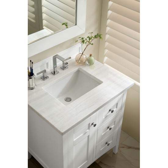 Palisades 30" Single Vanity, Bright White w/ 3 CM Arctic Fall Solid Surface Top