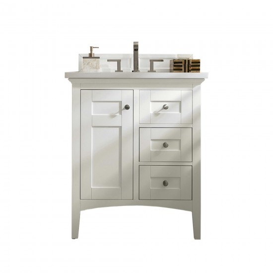 Palisades 30" Single Vanity, Bright White, w/ 3 CM Classic White Quartz Top